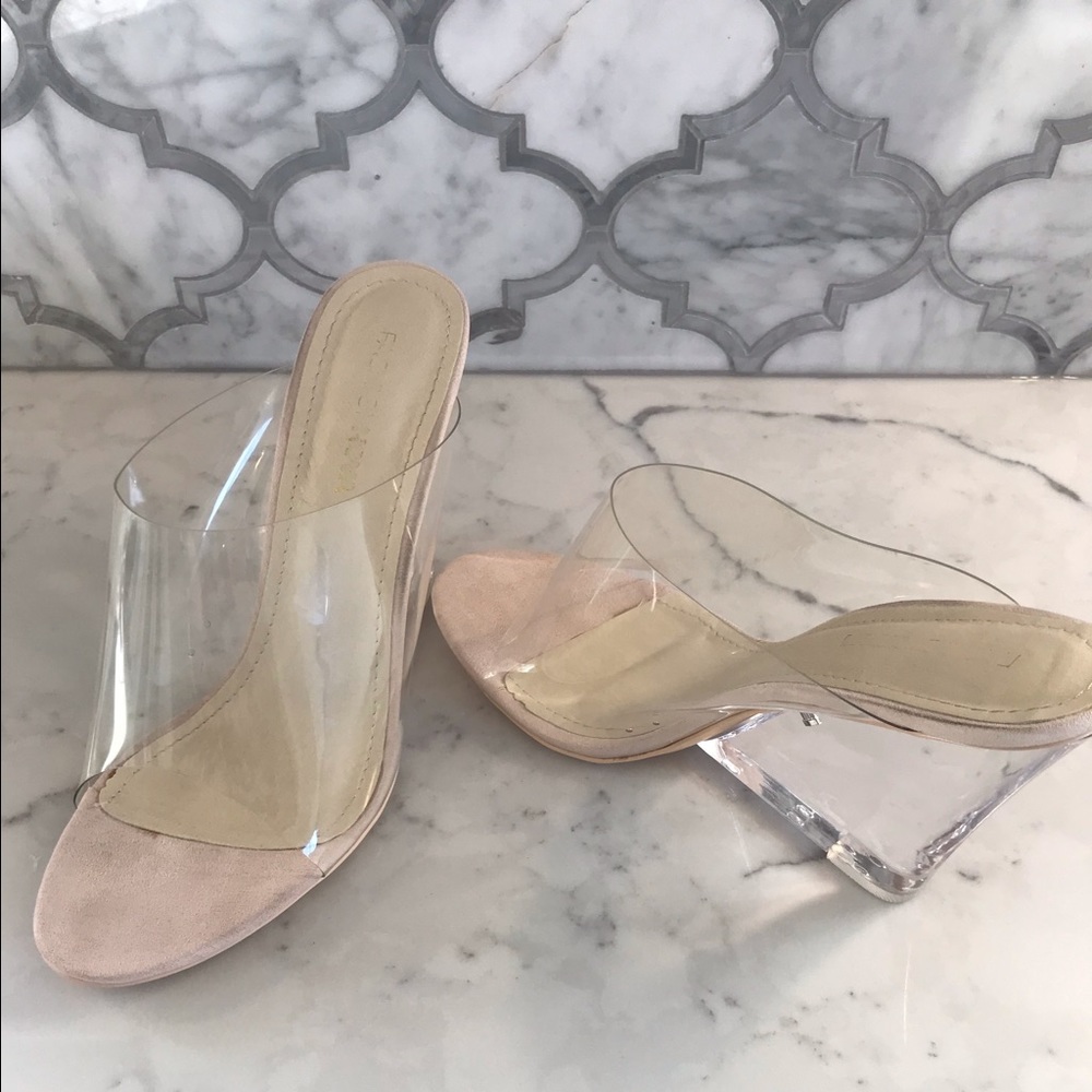 Fashion nova clear wedge shoes. Size 11M